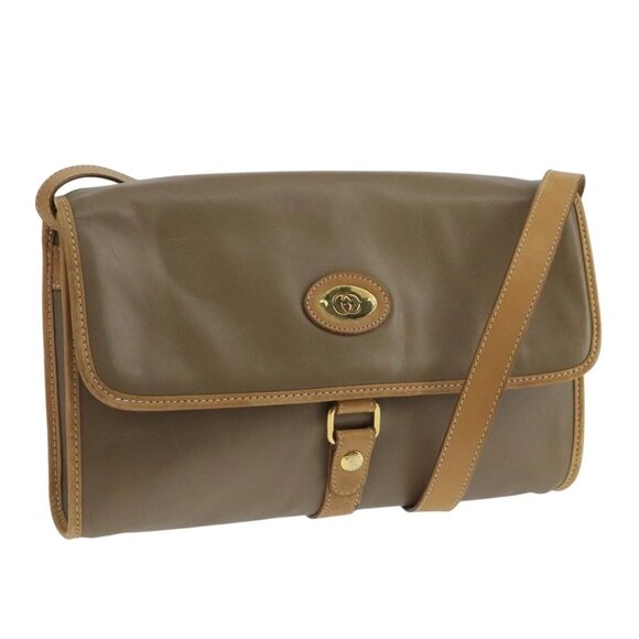 GUCCI Shoulder Bag Leather Beige Gold Auth ep6873 - Picture 1 of 16